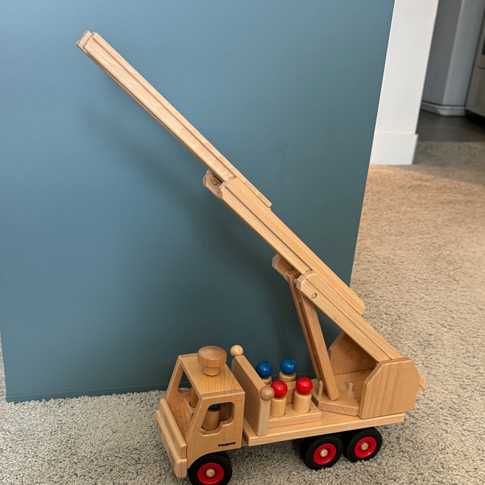 FAGUS made in Germany Wooden Fire Truck Toy with Ladder - Picture 5 of 6